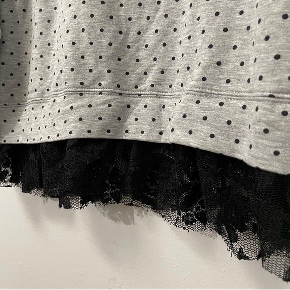 NWT 89th and MADISON POLKA DOT Knit Pullover Sweater Top Lace Hem Sz S - Picture 3 of 6